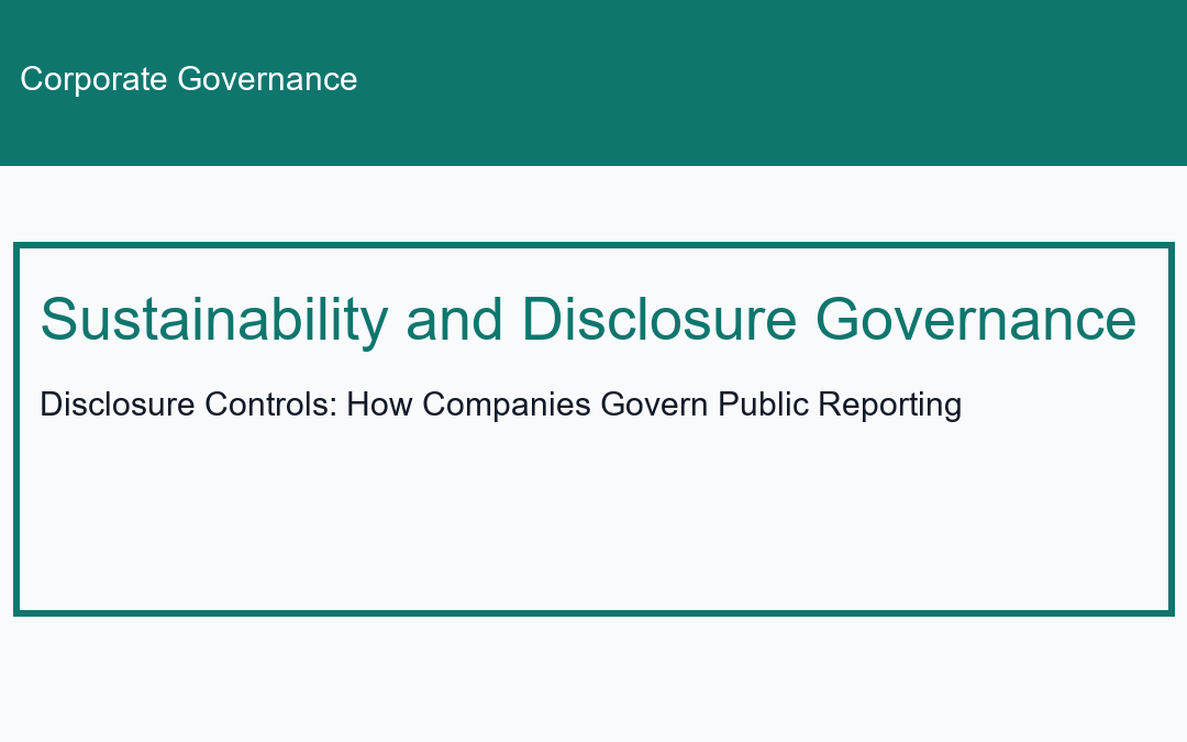 Disclosure Controls: How Companies Govern Public Reporting
