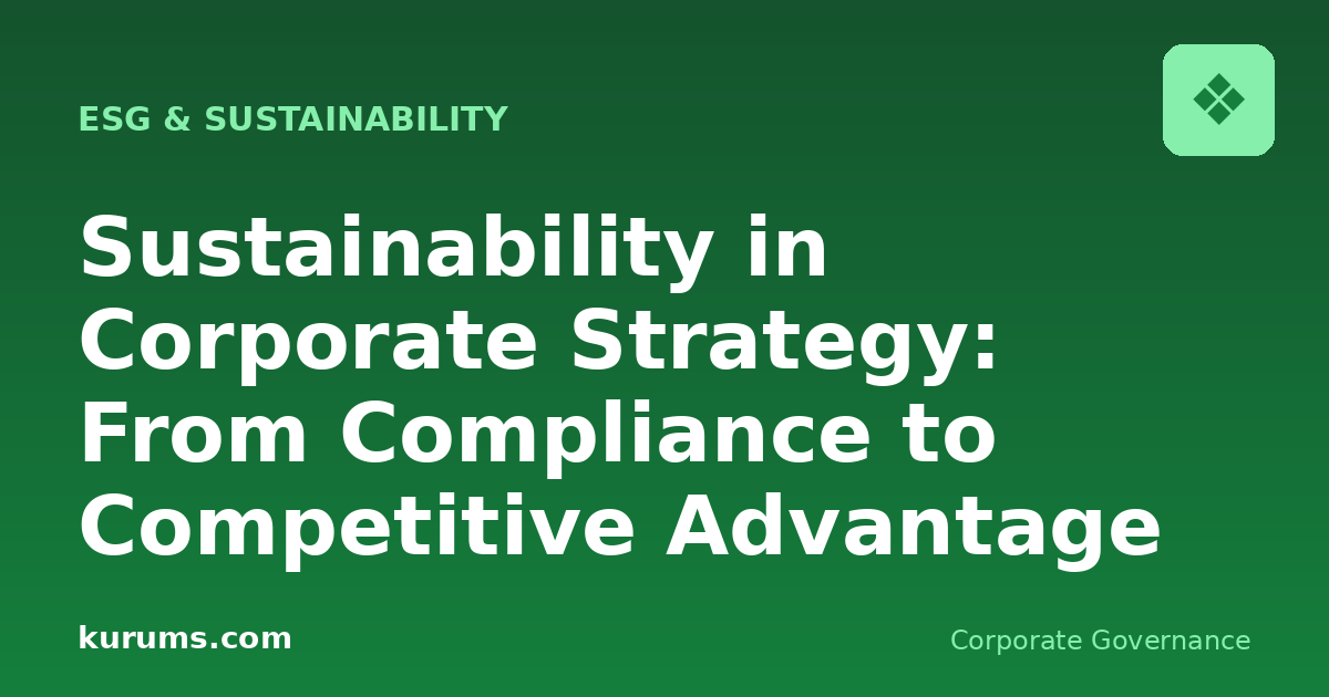 Sustainability in Corporate Strategy: From Compliance to Competitive Advantage