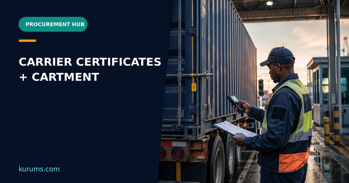 Procurement Hub cover for Carrier Certificates and Cartment: In-Bond Transit Evidence for Procurement