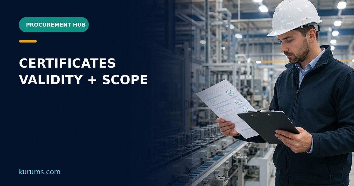 Procurement Hub cover for Certificates: Validity, Scope and Supplier Compliance Evidence