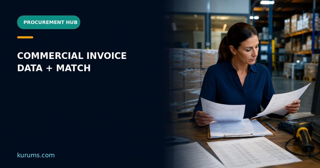 Procurement Hub cover for Commercial Invoice: Supplier Data, Customs Consistency and Three-Way Match Controls