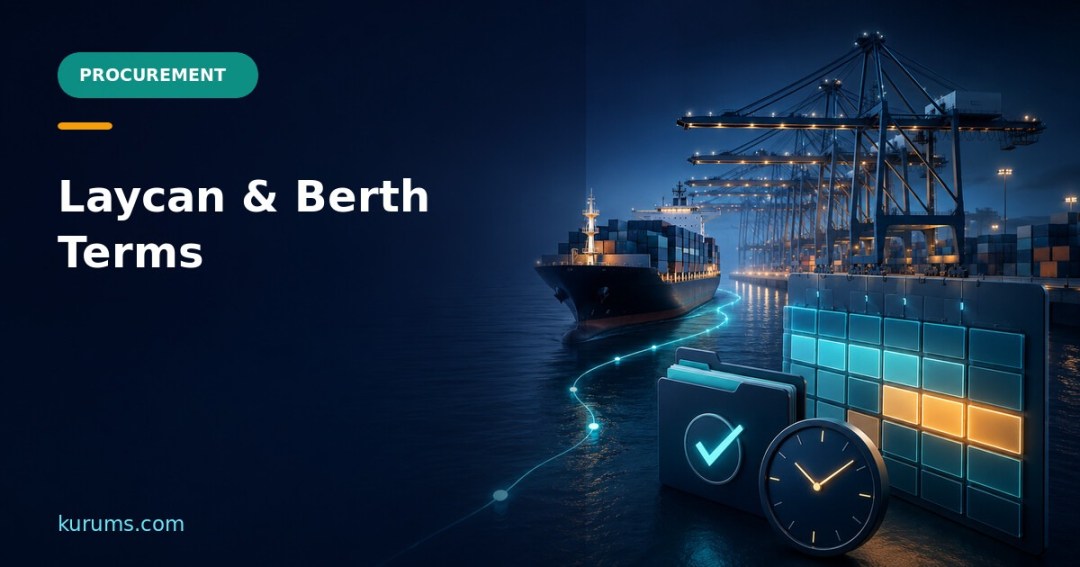 { "raw": "Laycan and Berth Terms: Controlling Ocean Loading Windows", "rendered": "Laycan and Berth Terms: Controlling Ocean Loading Windows" } — Kurums Procurement Hub featured image