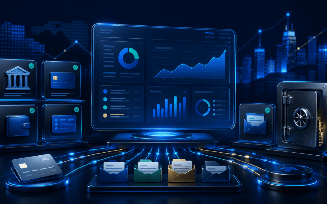 Startup business banking platform dashboard with accounts, cards and cash management tools