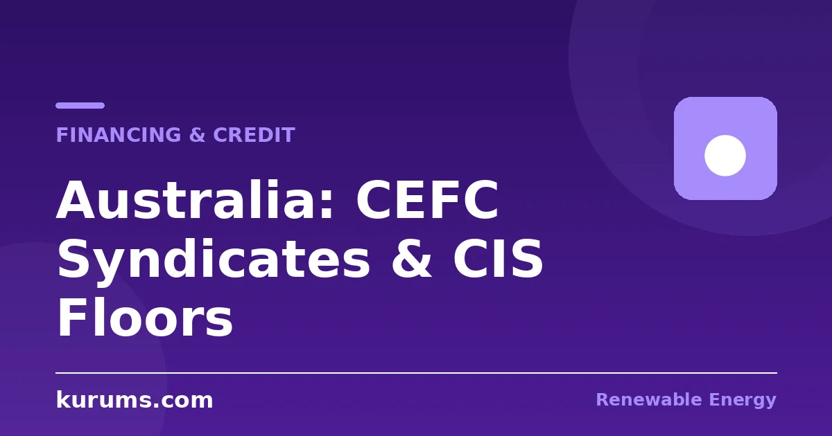 How Are Australian Renewable Projects Financed? CEFC Syndicates, CIS Floors, and the Physics of Bankability