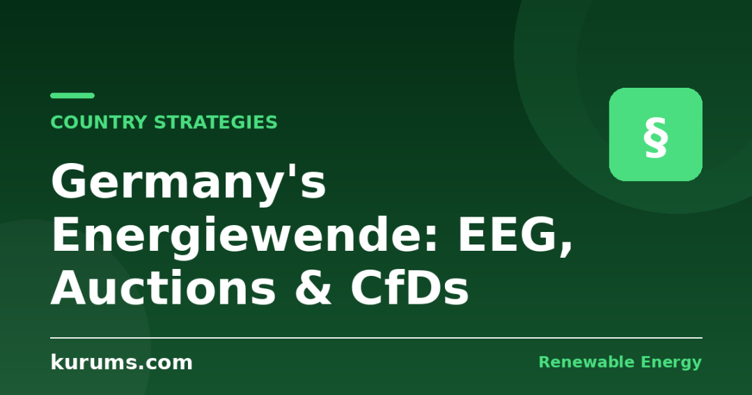 How Does Germany&rsquo;s Renewable Energy Strategy Work? EEG Auctions, Permitting Reform, and the 2027 CfD Shift