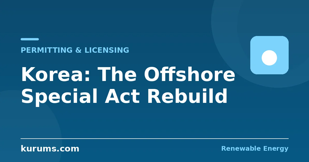 How Does Renewable Energy Permitting Work in South Korea? The Offshore Special Act, Ordinances, and the Grid Gate