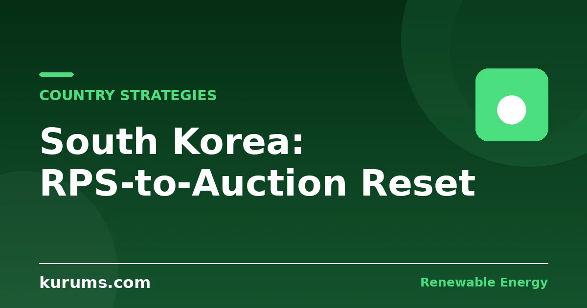 How Does South Korea’s Renewable Energy Strategy Work? The RPS-to-Auction Reset and the Offshore Wind Special Act