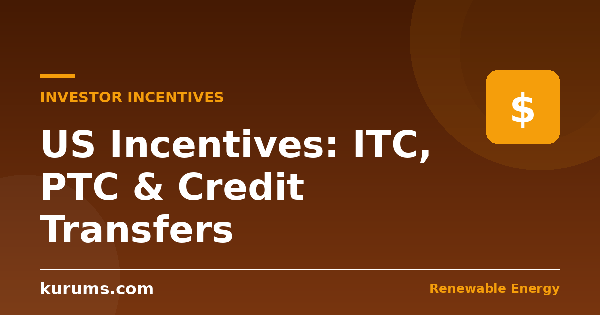 What Incentives Can US Renewable Energy Investors Claim in 2026? ITC, PTC, Transferability, and the State Stack