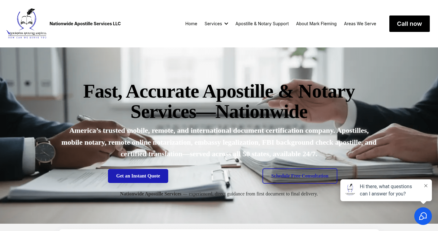 America Apostille nationwide pricing page