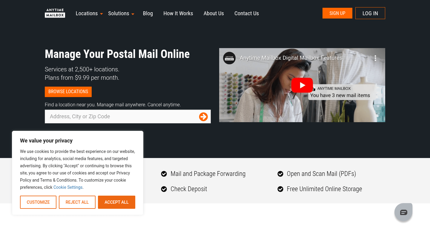 Anytime Mailbox locations / homepage