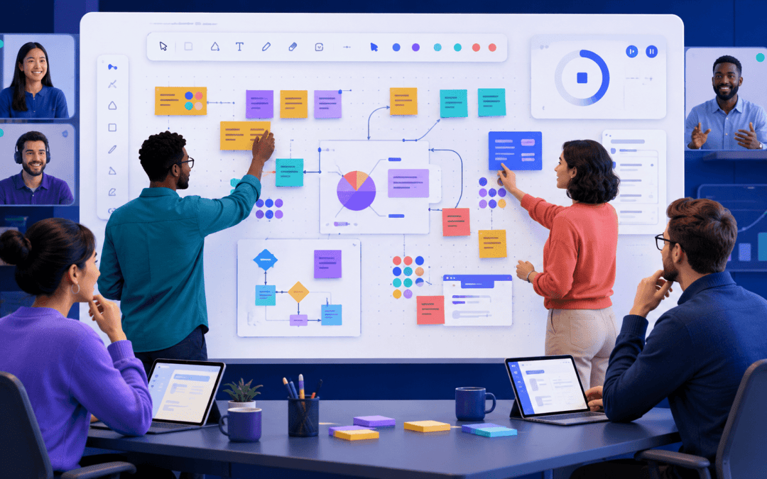 Team comparing online whiteboard software