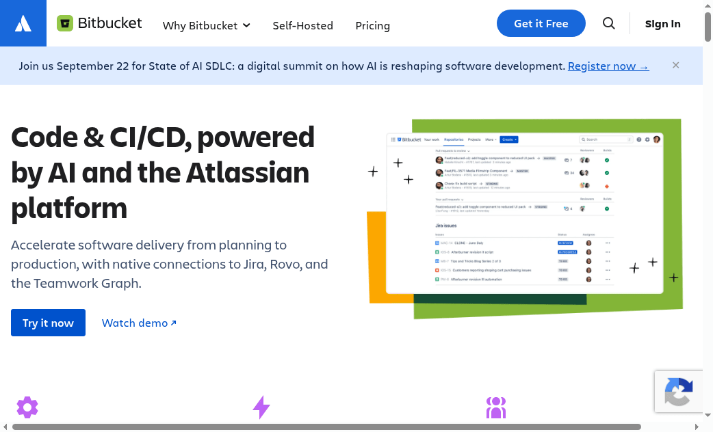 Bitbucket Cloud official homepage