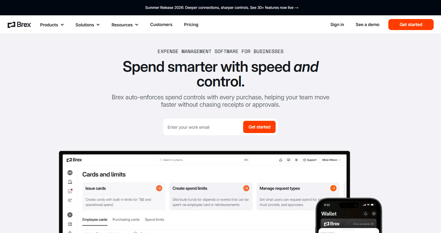 Brex official expense management page