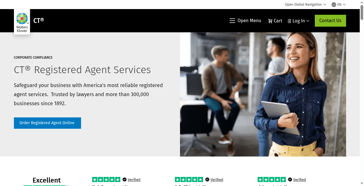 CT Corporation registered agent solutions page