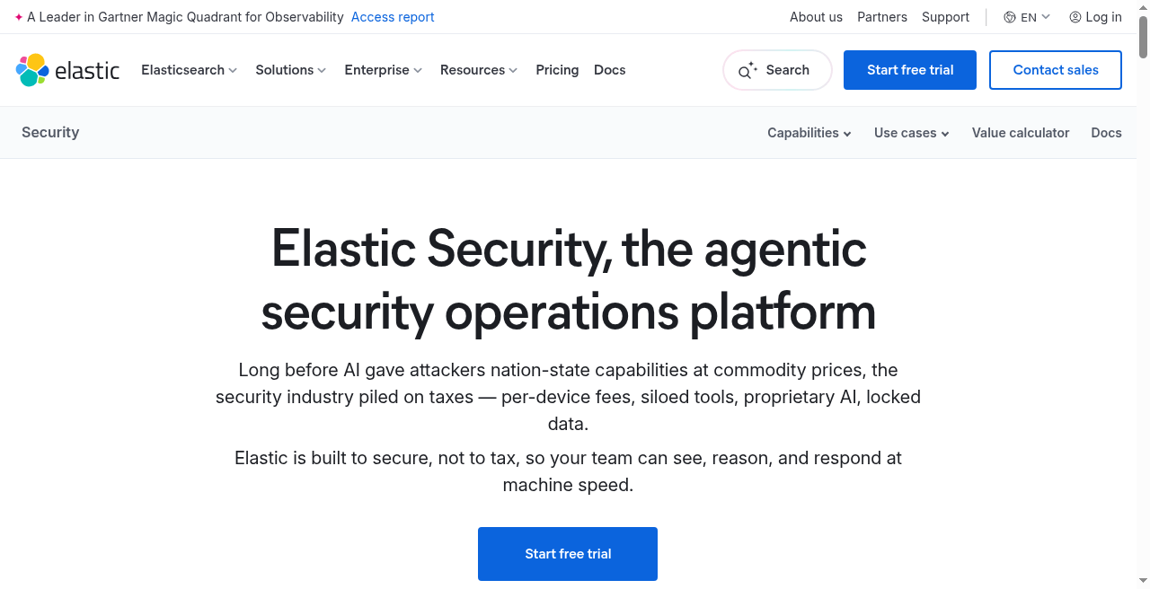 Elastic Security official homepage