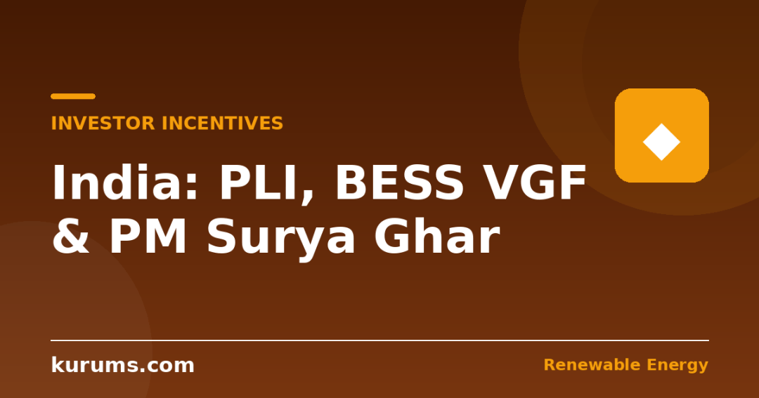 What Incentives Does India Offer Renewable Investors? PLI, BESS VGF, PM Surya Ghar, and the Surgical Stack