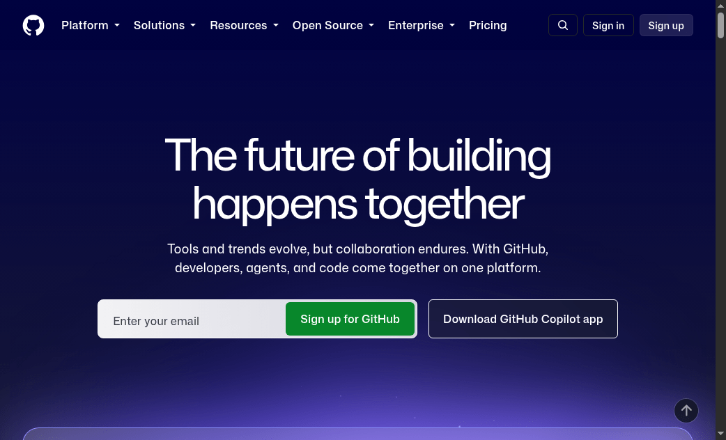 GitHub official homepage