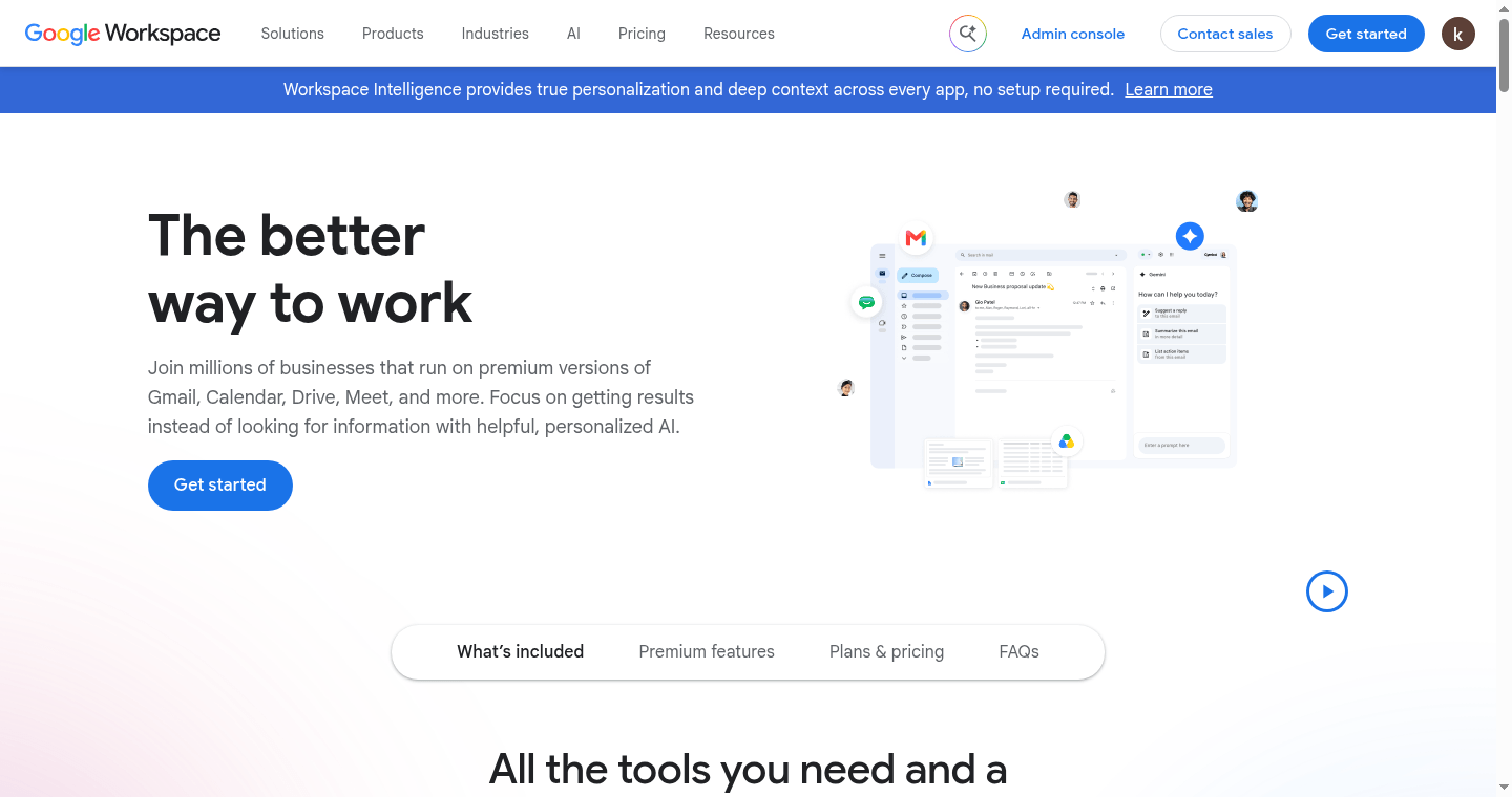 Google Workspace pricing / business homepage