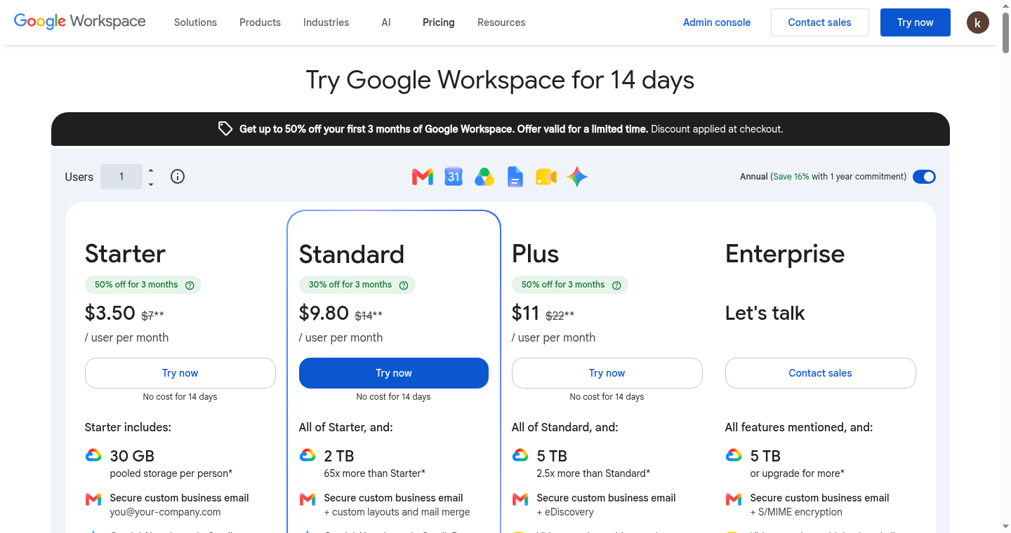 Google Workspace Gemini / Microsoft Copilot marketing page