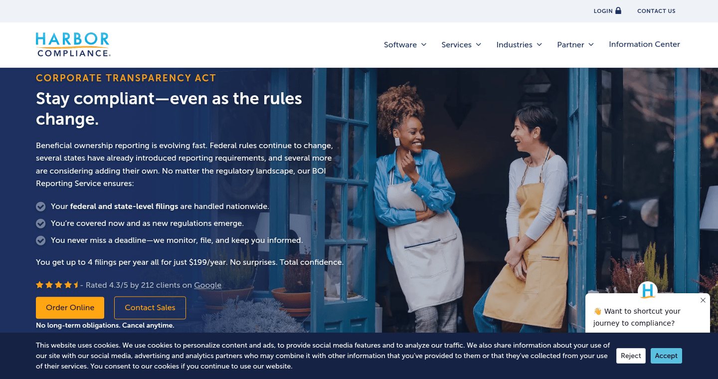 Harbor Compliance Beneficial Ownership Reporting Service page