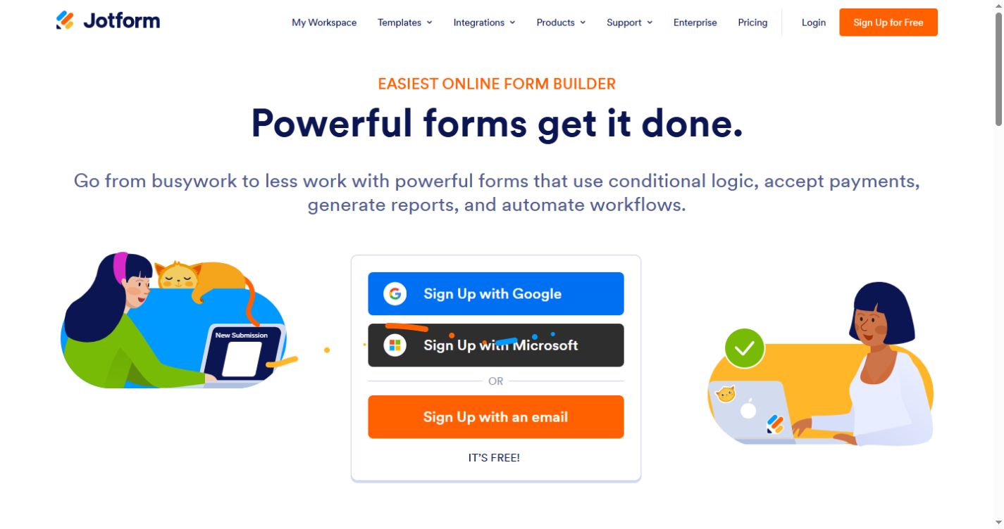 Jotform official homepage