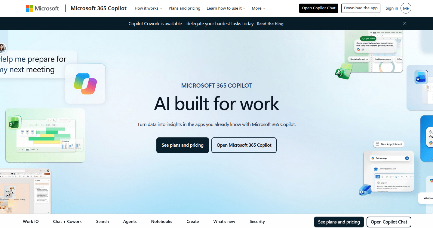 Microsoft 365 Copilot official homepage