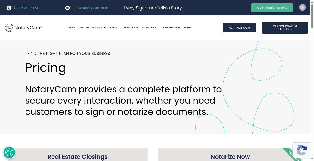 NotaryCam pricing page
