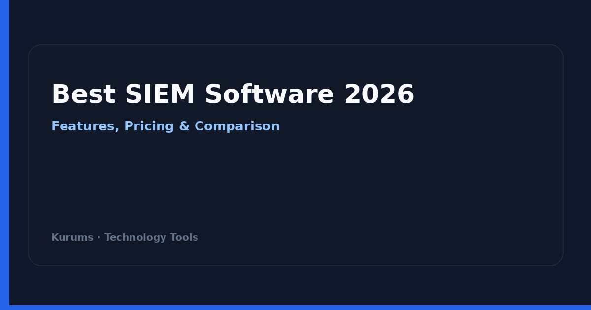 Best SIEM Software 2026 — Kurums