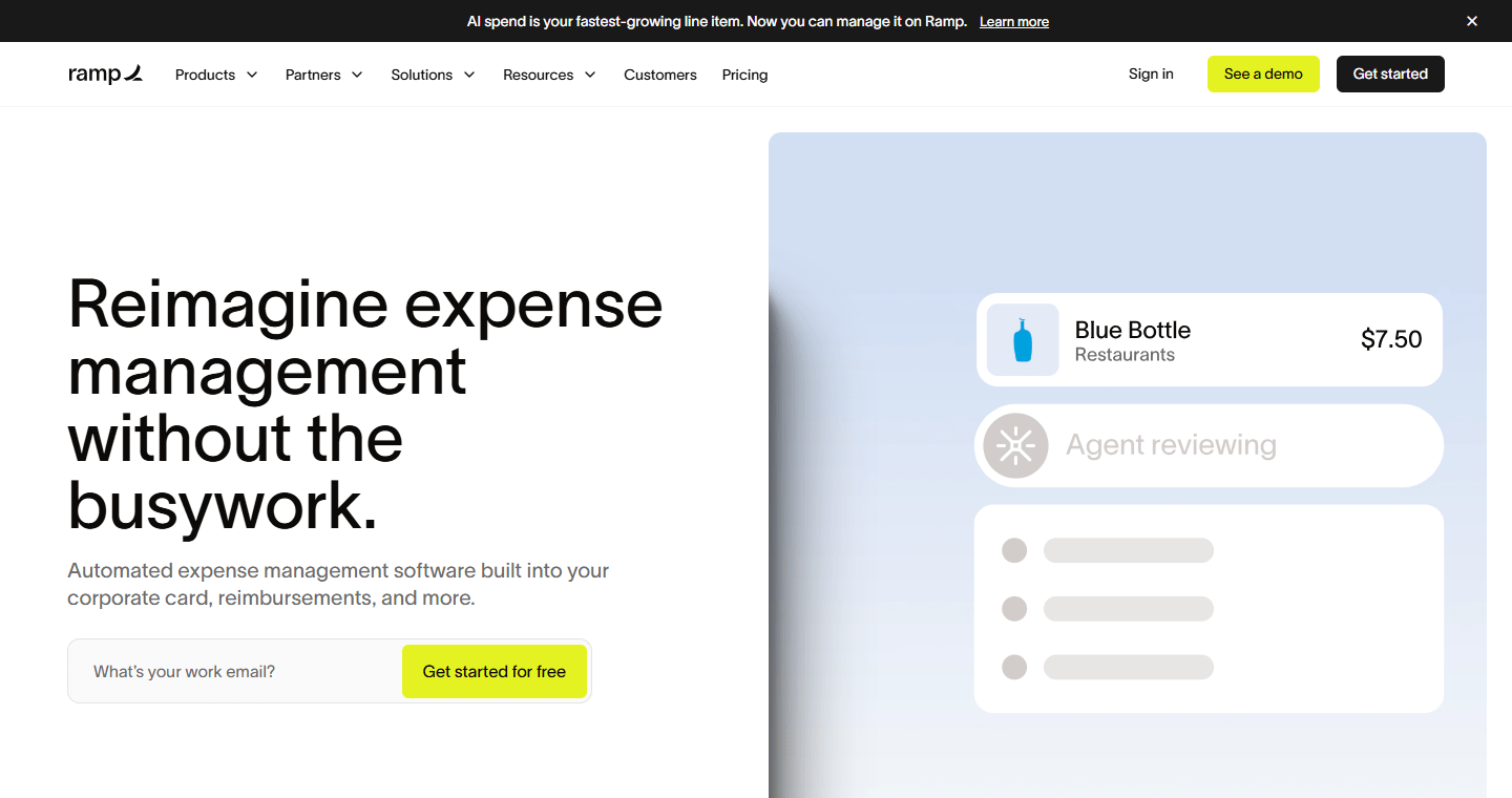 Ramp official expense management page