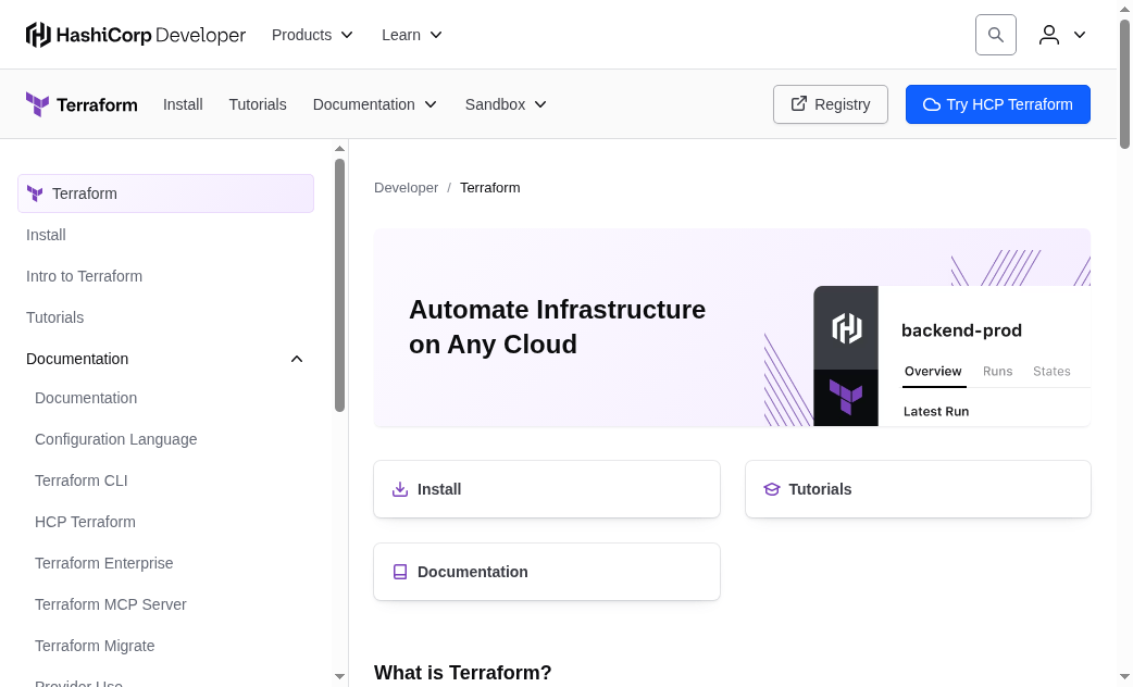 Terraform & HCP Terraform official homepage