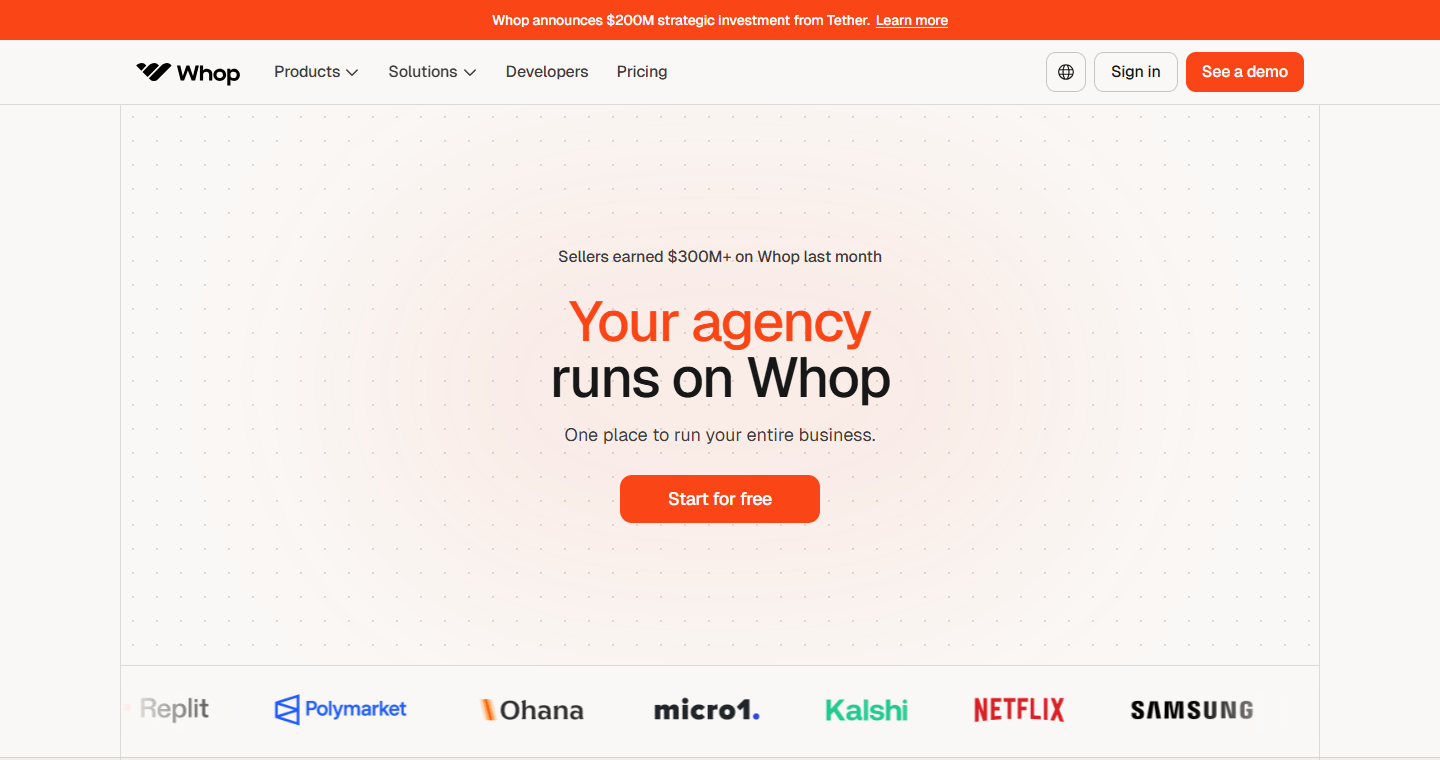 Whop official payments page