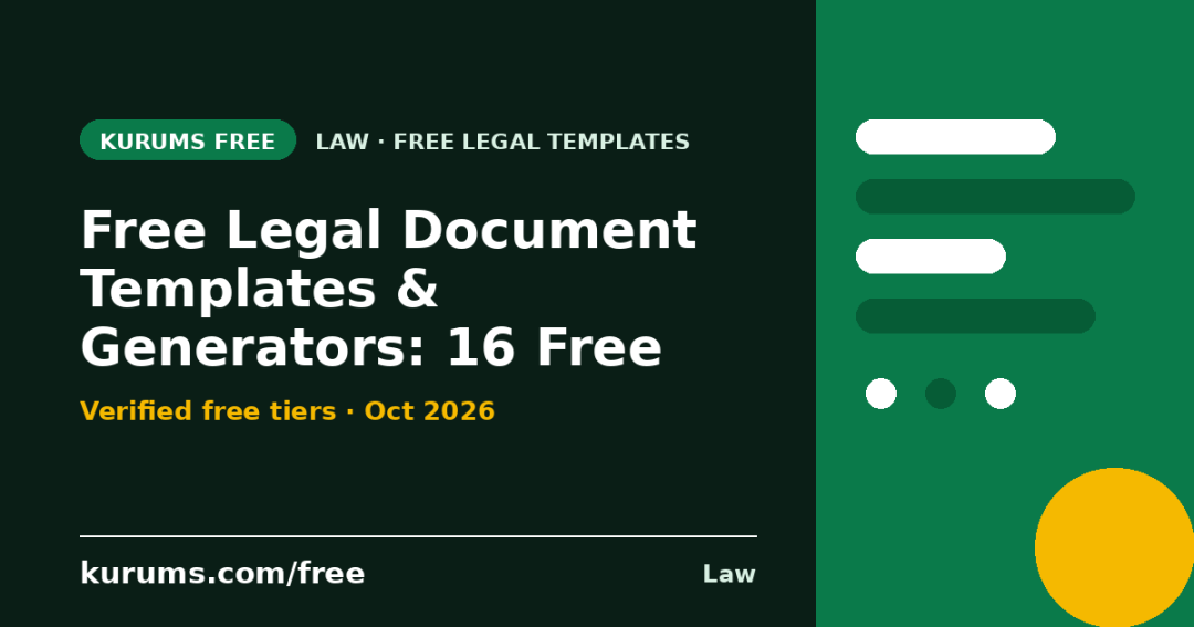 Free Legal Document Templates & Generators (2026): 16 Free Plans Compared