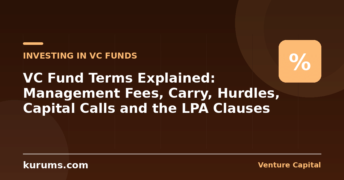 VC Fund Terms Explained: Management Fees, Carry, Hurdles, Capital Calls and the LPA Clauses That Matter
