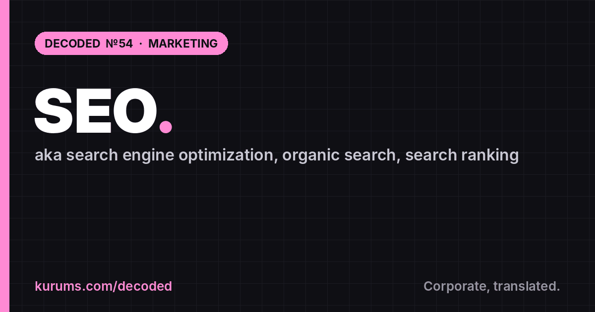 SEO, Decoded: Kurums Decoded №54, Marketing
