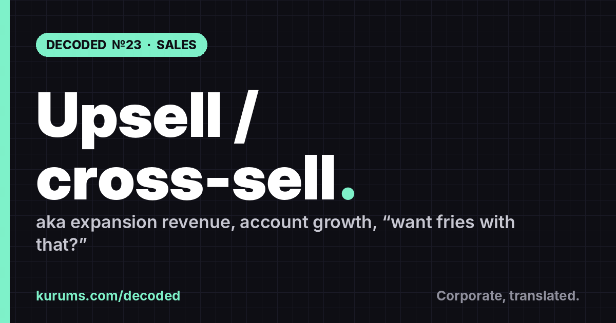 Upsell / cross-sell explained for Gen Z — Kurums Decoded cover