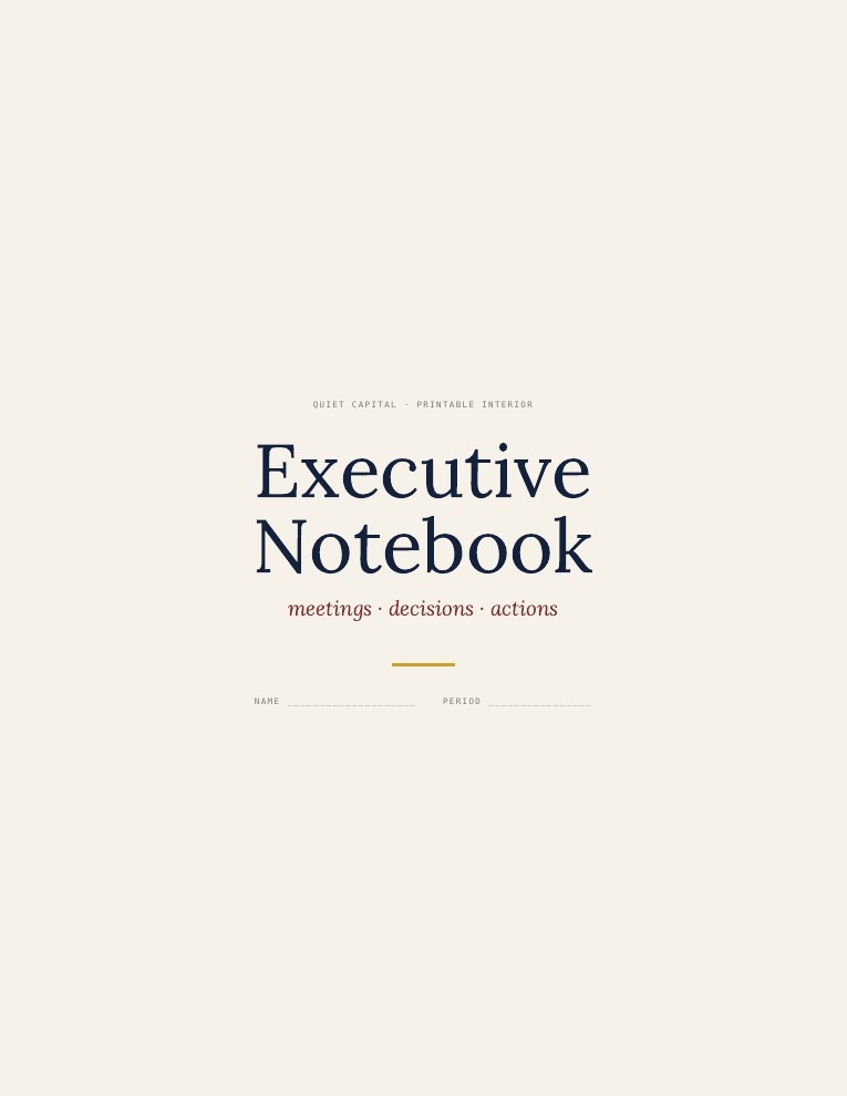 Executive Notebook — Printable Interior: Meeting Notes, Decision Log, 1:1, Weekly Review (12 page designs, Letter + A4) - Image 3